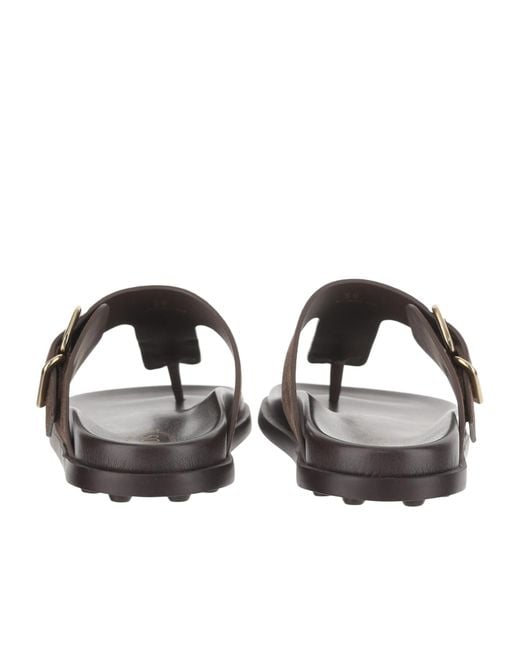 Tod's Brown Buckle Detailed Thong Sandals