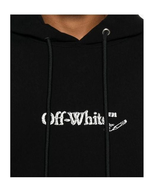 Off-White c/o Virgil Abloh Black Logo-Embroidered Drawstring Hoodie for men