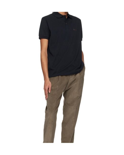 Paul Smith Black Stripe-Detailing Cotton Polo Shirt for men