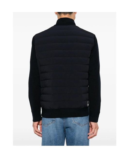 Emporio Armani Black Quilted Panel-Sleeve Jacket for men