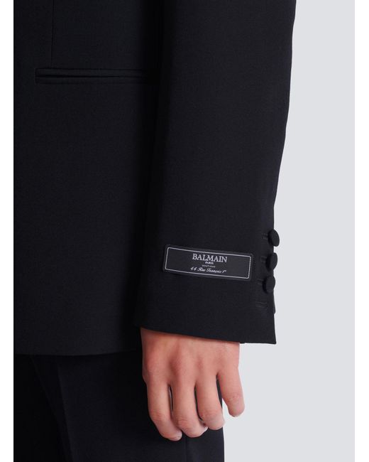 Balmain Black Crystal-Embellished Single-Breasted Blazer for men