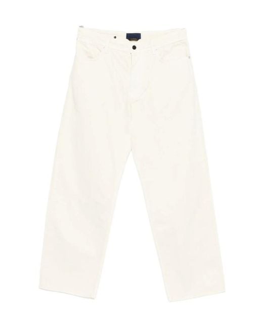 Stone Island White Logo Patch Straight-Leg Pants for men