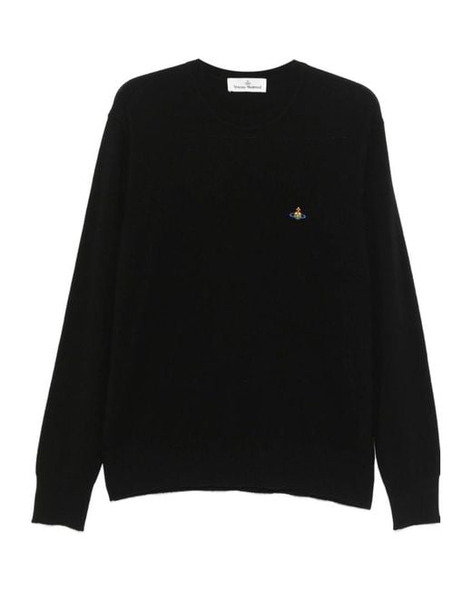 Vivienne Westwood Black Orb Logo Knitted Sweater for men