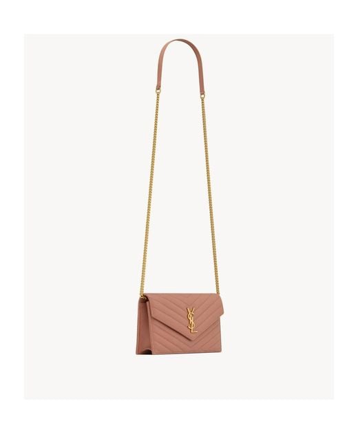 Saint Laurent White Envelope Cassandre Chain Wallet