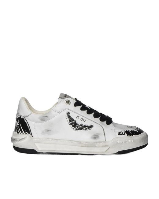 Zadig & Voltaire White Basses Fly Wings Sneakers