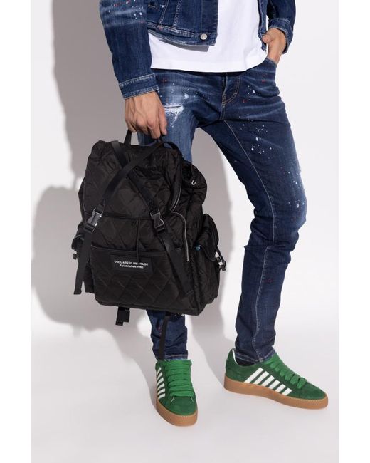 DSquared² Black Quilted Backpack for men