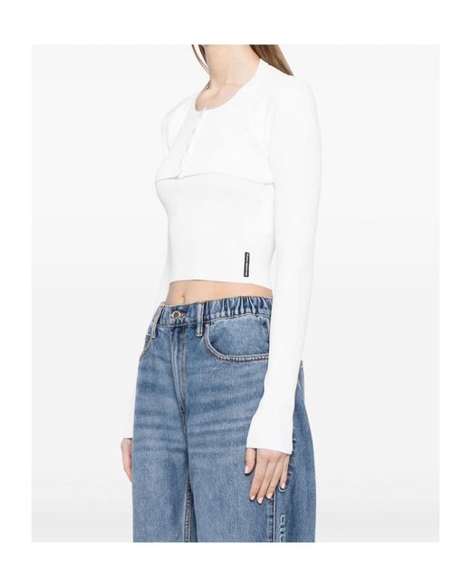 Alexander Wang White Cropped Knit Top