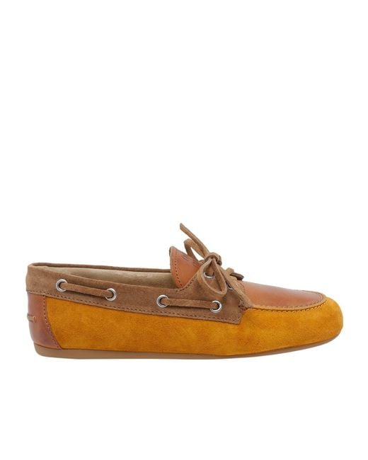 Miu Miu Brown Lace-Up Boat Flat Shoes