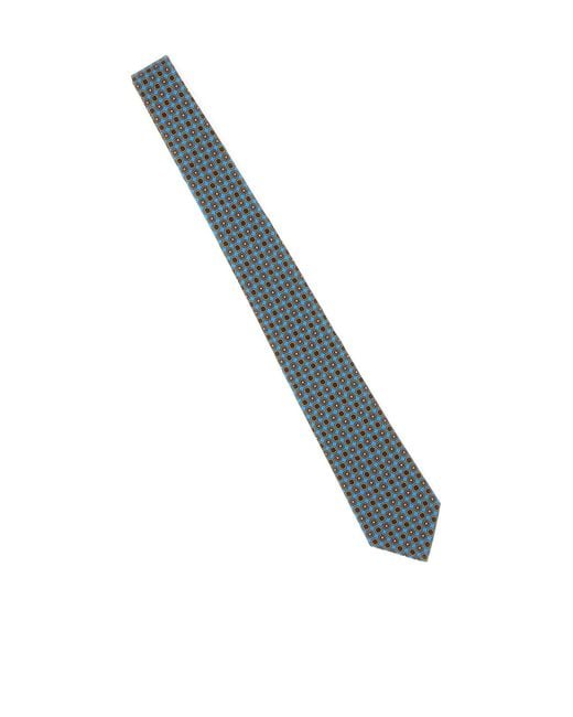 Kiton Blue Micro Geometric Tie for men