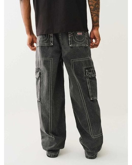 True Religion Black Baggy Big T Cargo Jean for men