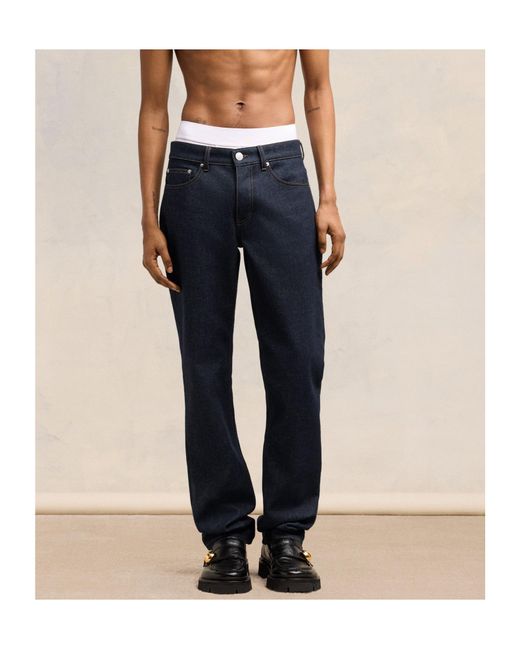 AMI Blue Ami Logo Patch Straight-Leg Jeans for men