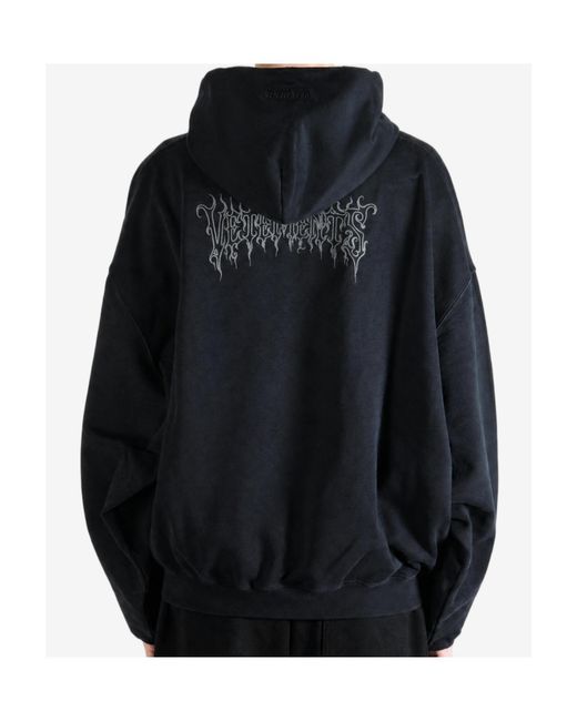 Vetements Blue Long-Sleeved Hooded Sweatshirt for men