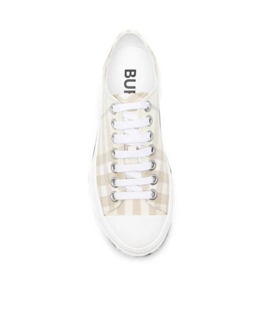 Burberry White Check-Pattern Platform Sneakers