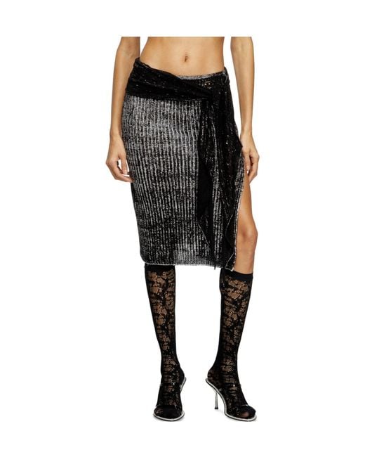 DIESEL Black M-Eganoid Midi Skirt