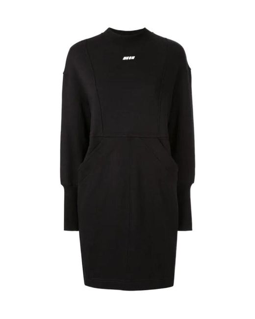 MSGM Black Round Neck Dress