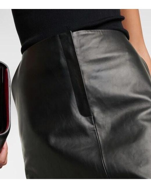 Magda Butrym Black Leather Midi Skirt