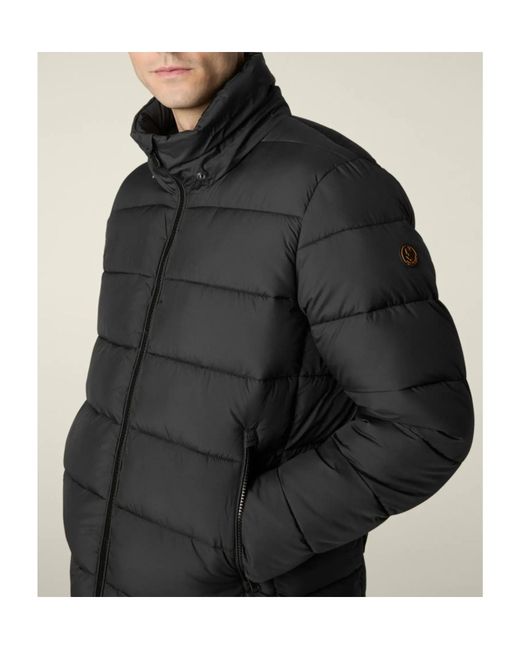 Save The Duck Black Stitch-On Hooded Cotton-Padded Jacket for men