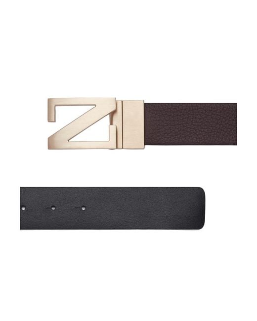 Zegna White Logo-Engraved Reversible Buckled Belt for men