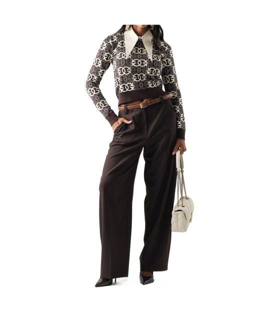 Pinko Black Long-Sleeve Knit Top