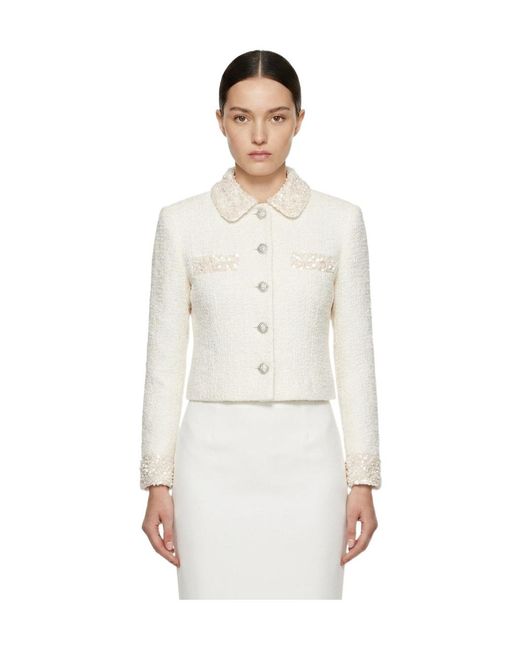 Marissa Chiara White Sequined Long-Sleeved Jacket