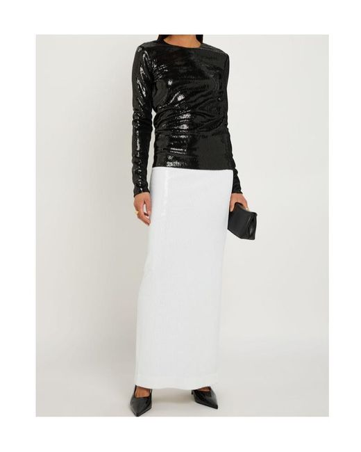 Totême White Sequin Midi Skirt
