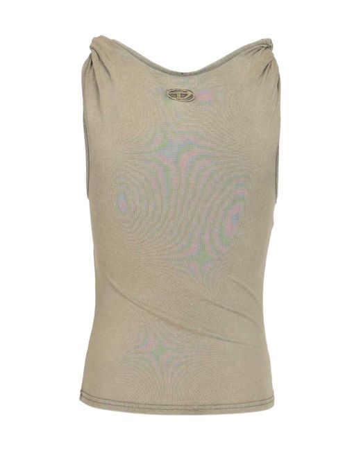 DIESEL Natural Logo Embroidered Ribbed Tank Top