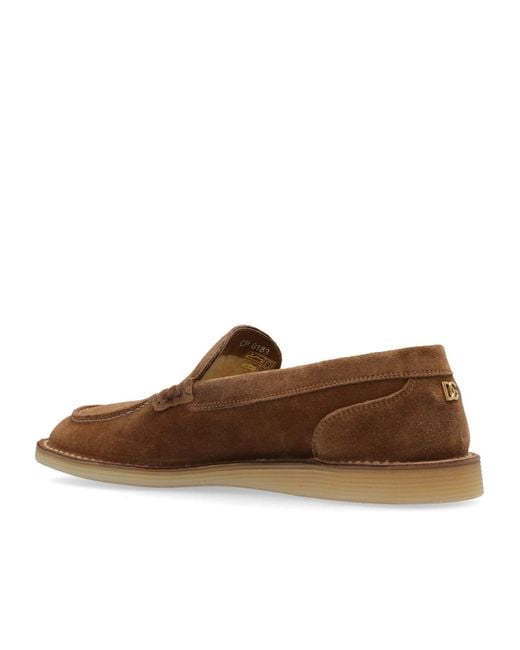Dolce & Gabbana Brown Round Toe Loafers