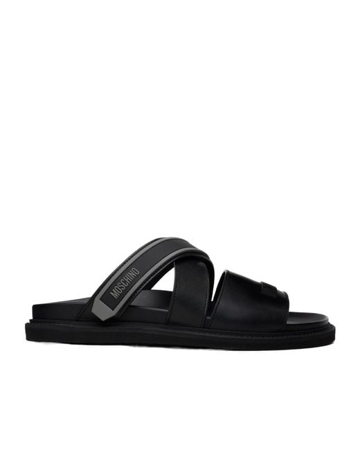 Moschino Black Sporty Slippers for men