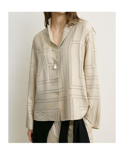 Totême Natural Totême Monogram-Print Satin Shirt