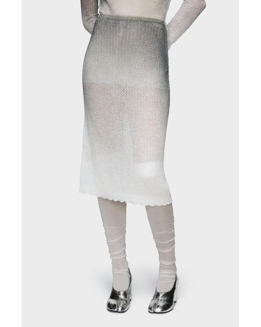 Maison Margiela Gray Sheer Knit Midi Skirt