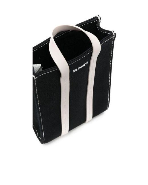 Sunnei Black Logo Printed Lanyard Pouch for men