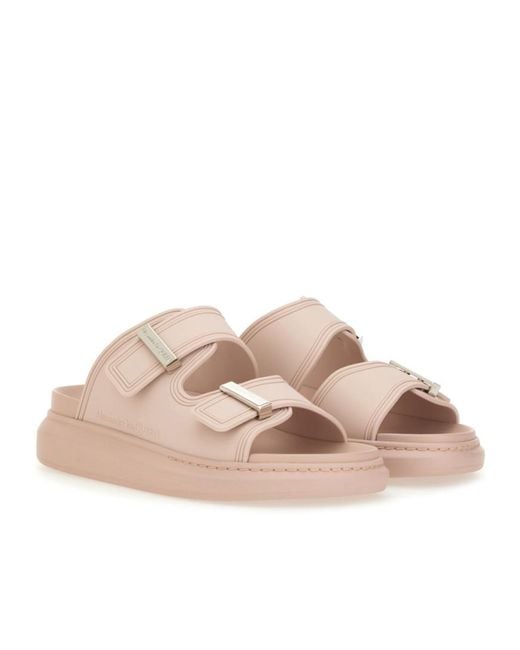 McQueen Pink Double Strap Slip-On Sandals