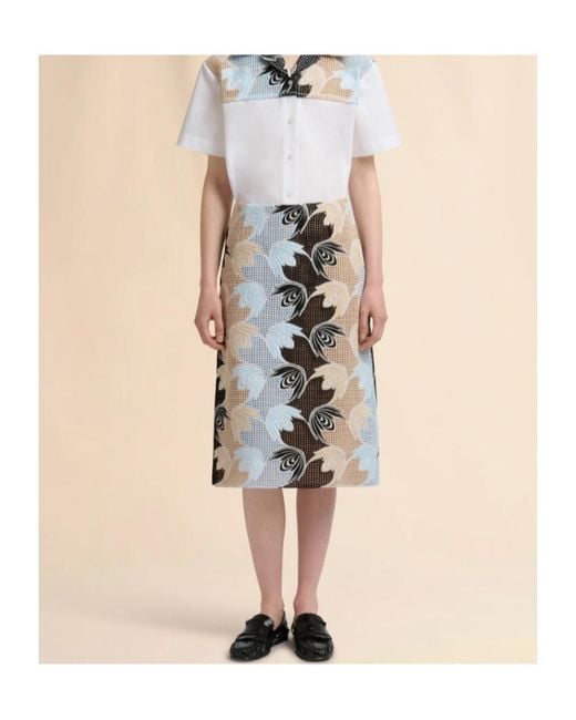 Marni Multicolor Broderie Anglaise Floral Skirt