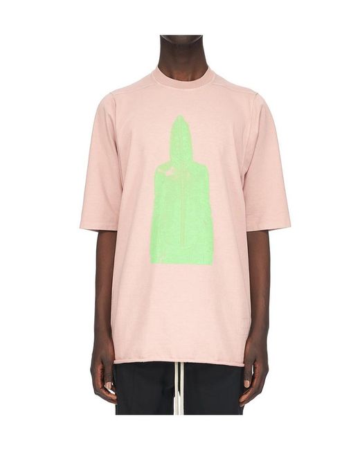 Rick Owens Pink Painterly-Print Cotton T-Shirt for men