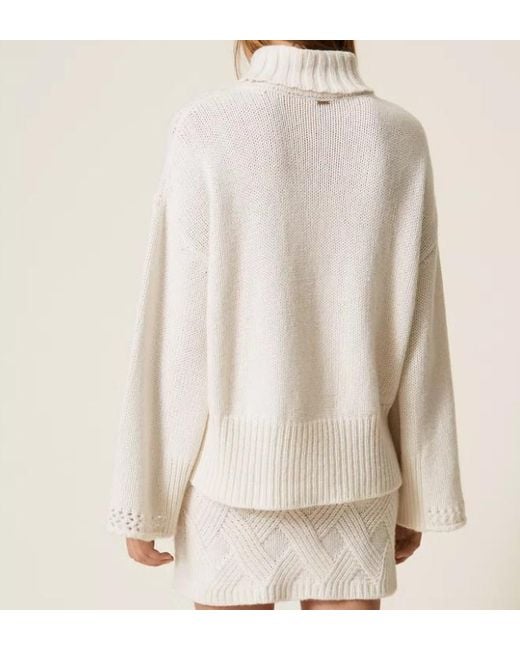 Twinset White Turtleneck Pullover
