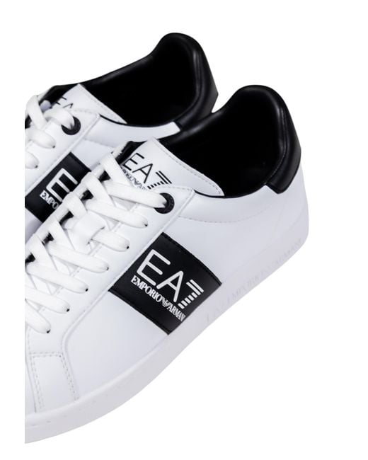 EA7 White Logo Printed Low-Top Sneakers for men