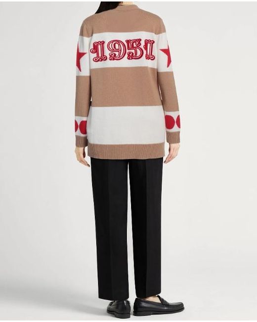 Max Mara White Striped Knit Cardigan