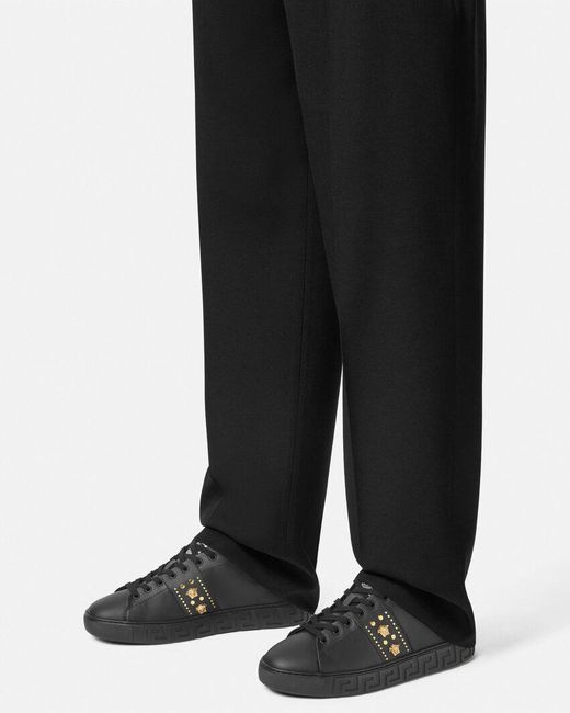 Versace Black Greca Lace-Up Sneakers for men