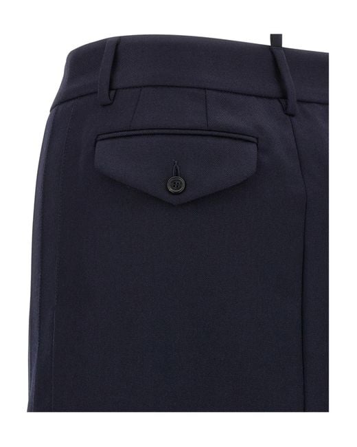 DSquared² Blue Denim-Insert Pleated Skirt