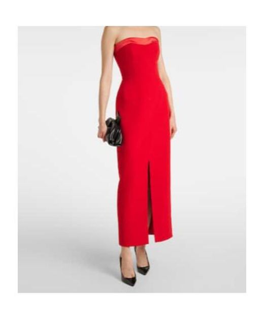 Safiyaa Red Sydney Satin-Trimmed Midi Dress