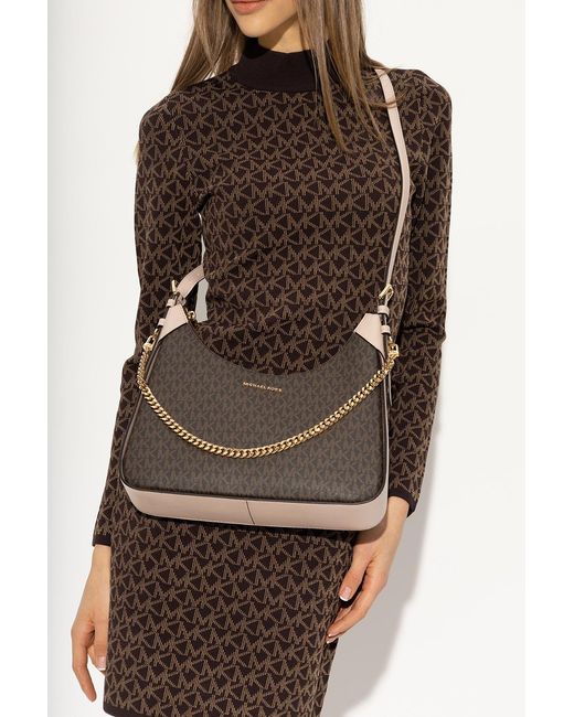 Michael Kors Brown Monogram-Pattern Satchel Bag