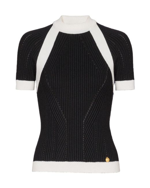 Balmain Black Short-Sleeved Knit Top