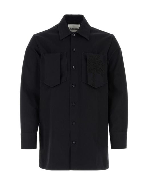 Jil Sander Blue Embellished Buttoned Shirt for men