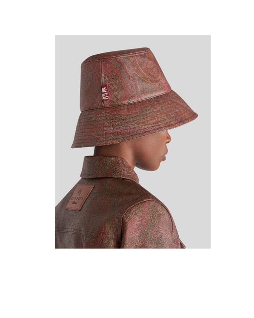 Etro Brown Paisley Printed Bucket Hat