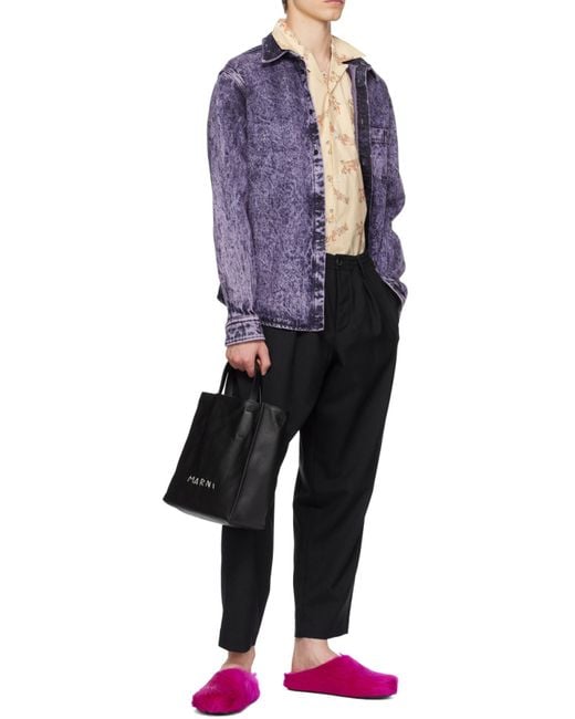 Marni Blue Straight-Leg Cropped Trousers for men