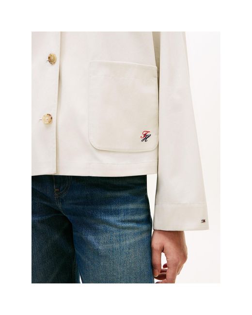 Tommy Hilfiger White Solid Color Versatile Casual Jacket