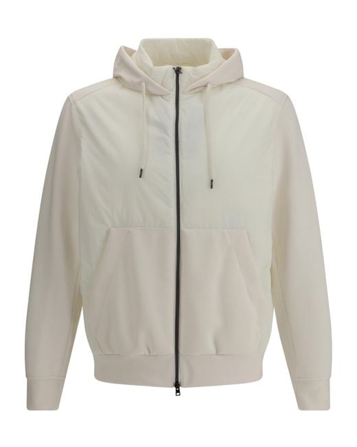 Herno Gray Zip-Up Drawstring Hooded Jacket for men