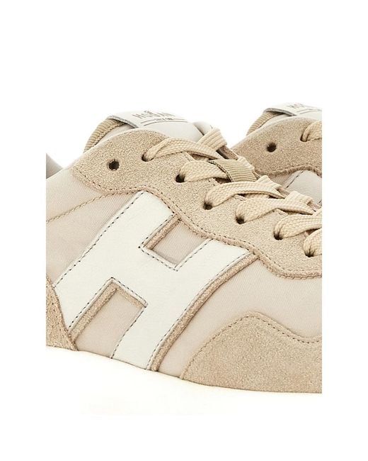 Hogan White Logo Patch Lace-Up Sneakers
