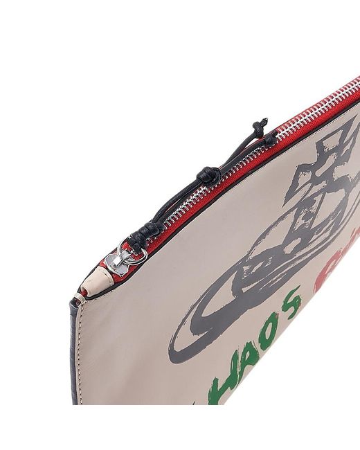 Vivienne Westwood Natural Orb-Print Leather Clutch Bag
