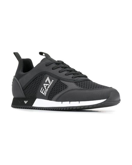 EA7 Black Side-Stripe Lace-Up Sneakers for men